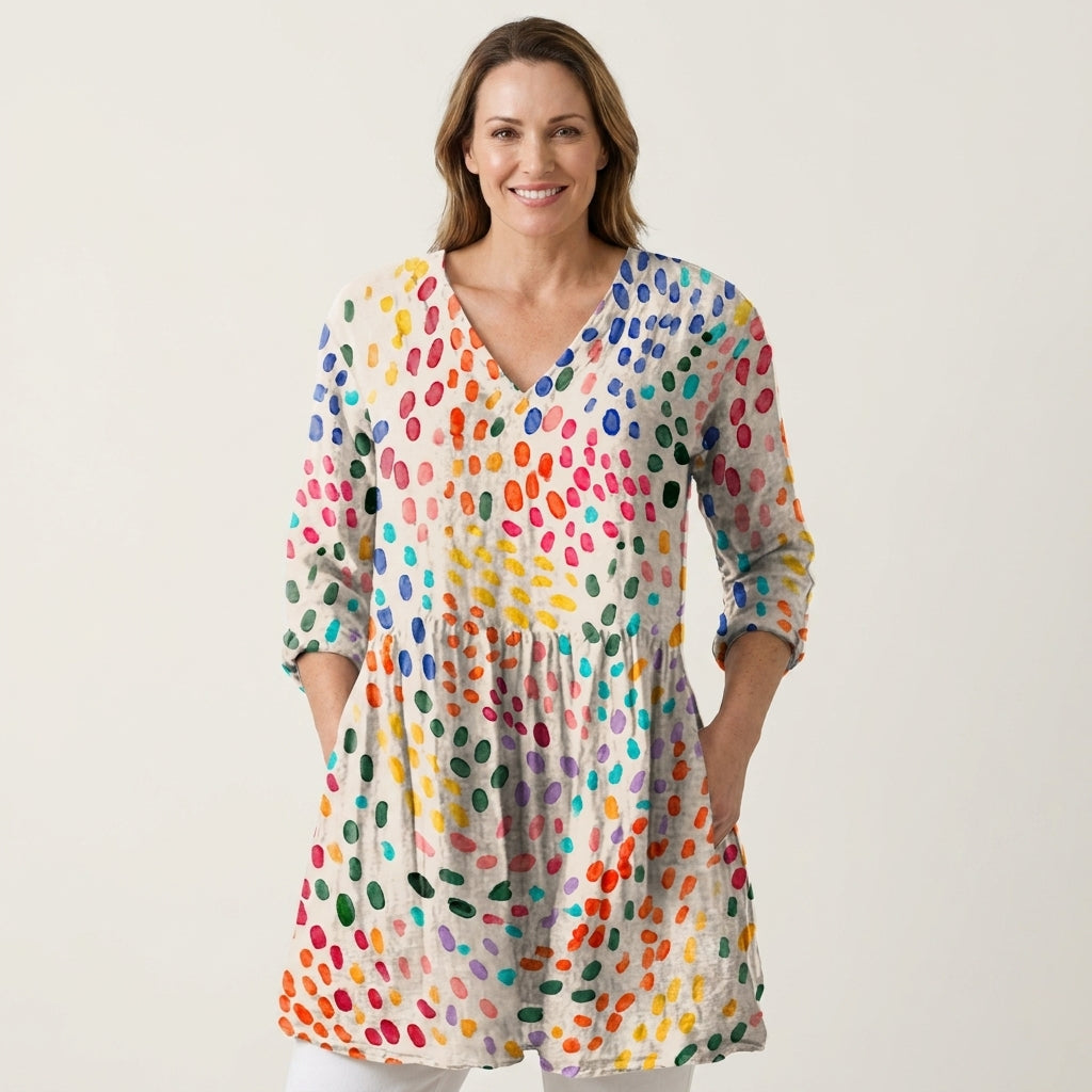 Pauline | Long Blouse with V-Neck