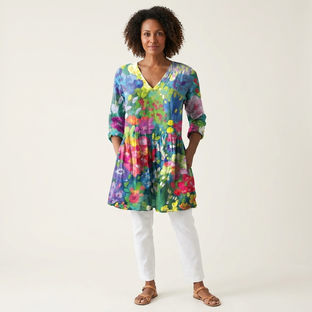 Helene | Long Blouse with V-Neck