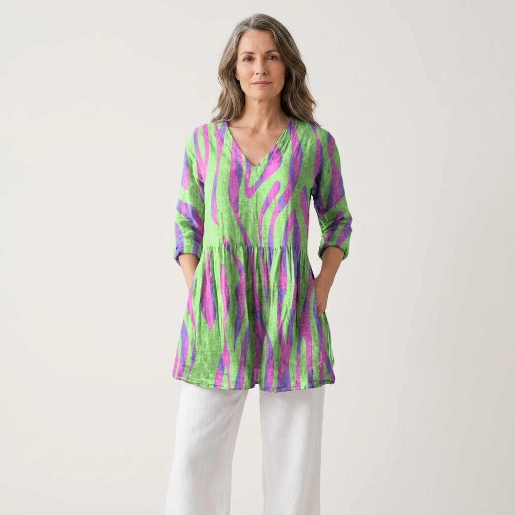 Oceane | Long Blouse with V-Neck