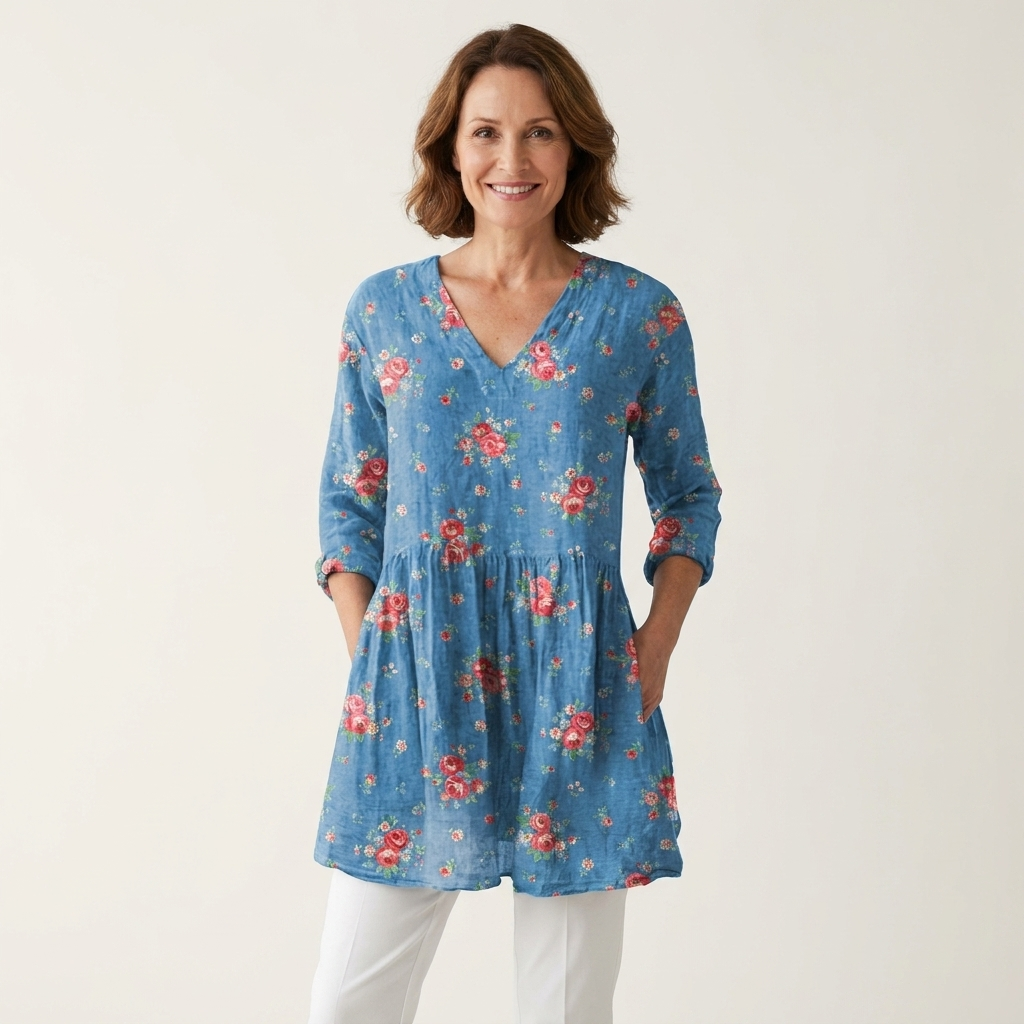 Melanie | Long Blouse with V-Neck