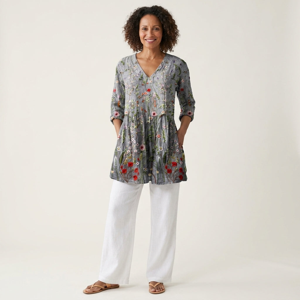 Amelie | Long Blouse with V-Neck