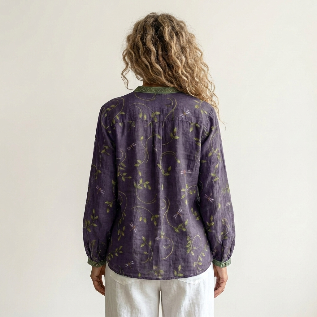 Melissa | Botanical Print Button-Down Blouse