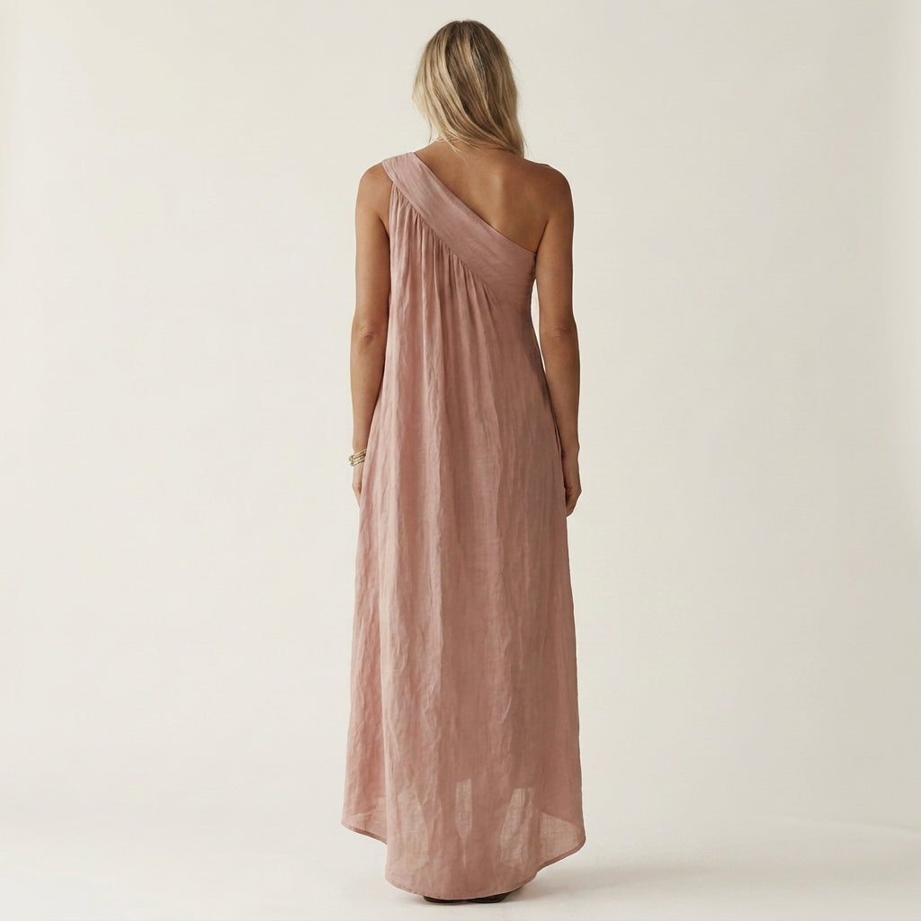 Hailey | One-Shoulder Draped Maxi Dress With Asymmetric Hem