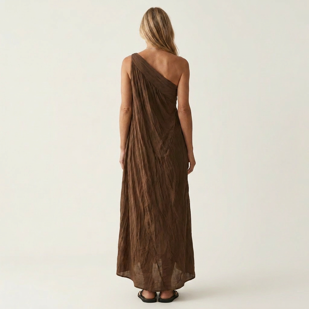Hailey | One-Shoulder Draped Maxi Dress With Asymmetric Hem