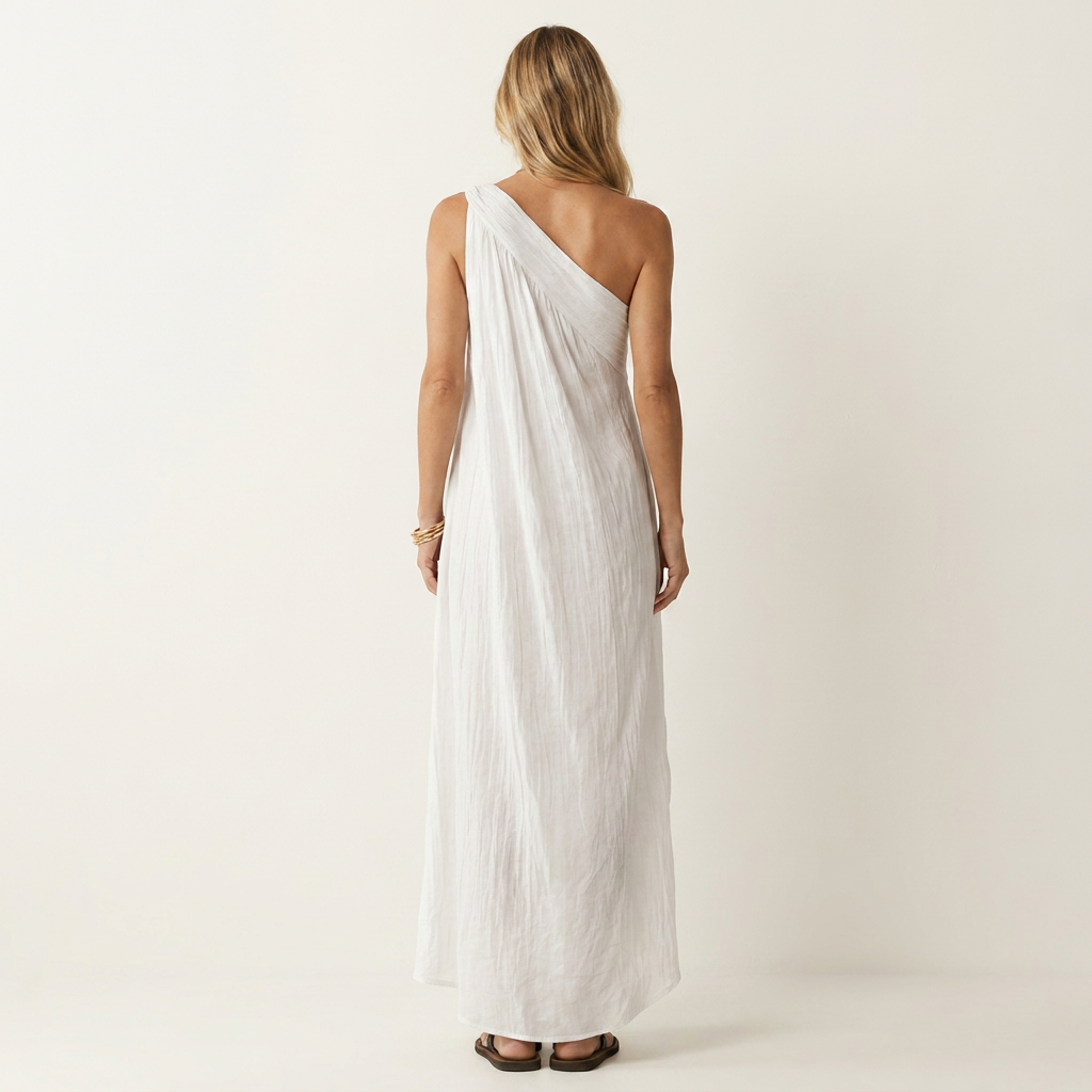Hailey | One-Shoulder Draped Maxi Dress With Asymmetric Hem
