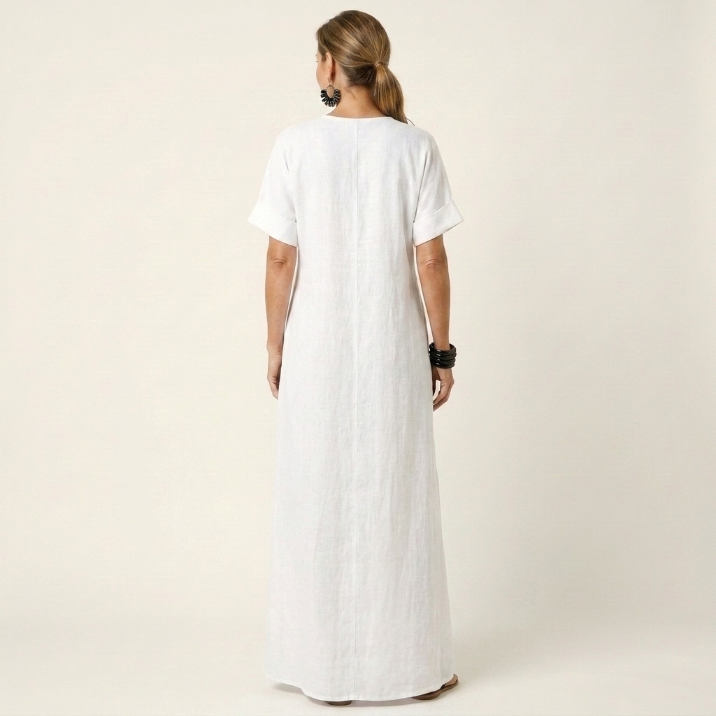 Sabina | V-Neck Short Sleeve Maxi Dress With Pockets