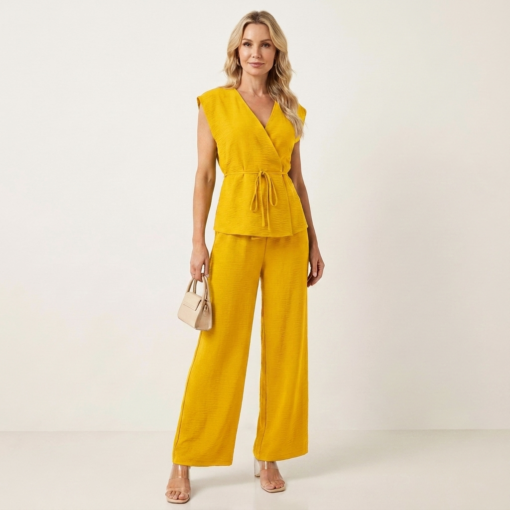 Celiana | Wrap V-Neck Two-Piece Set