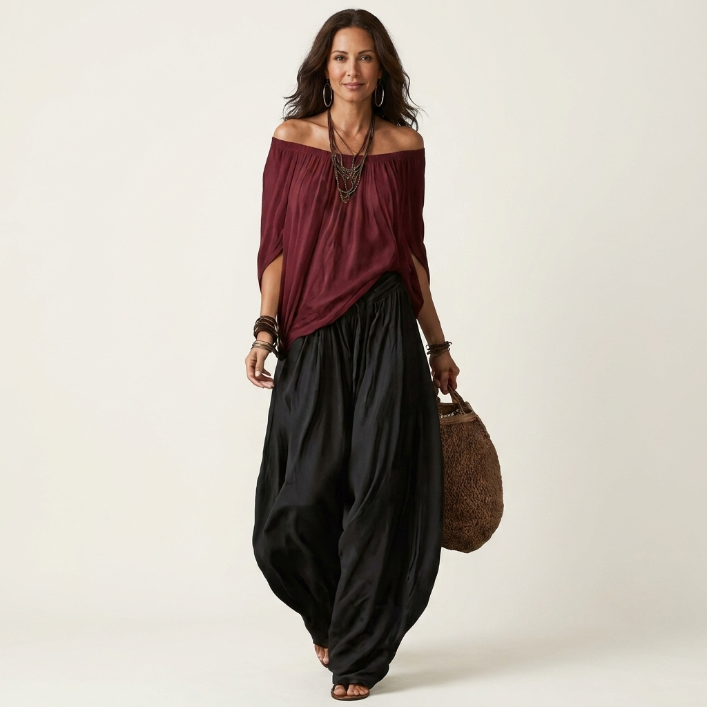 Gianna | Off-Shoulder Top & Harem Pants Two-Piece Set