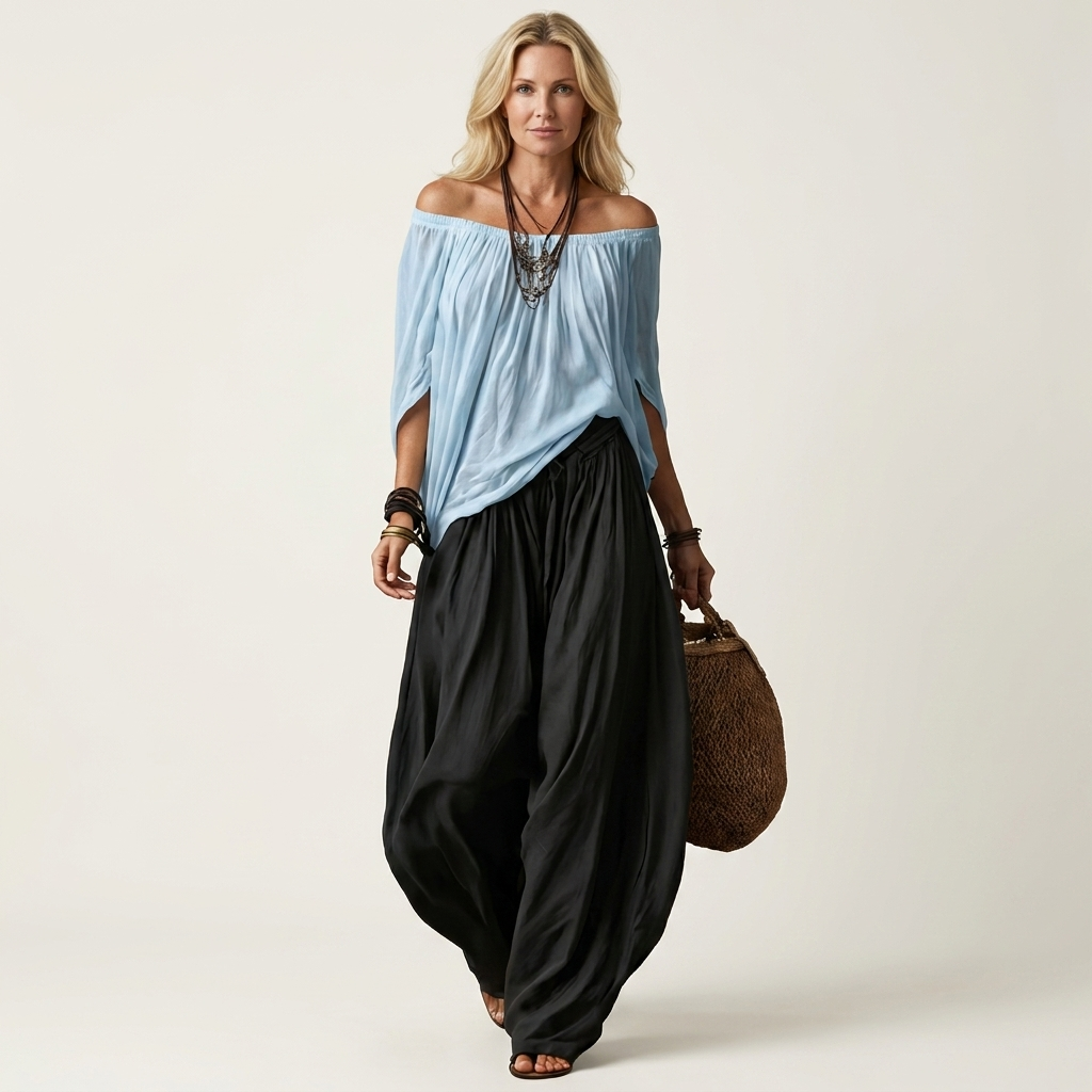 Gianna | Off-Shoulder Top & Harem Pants Two-Piece Set