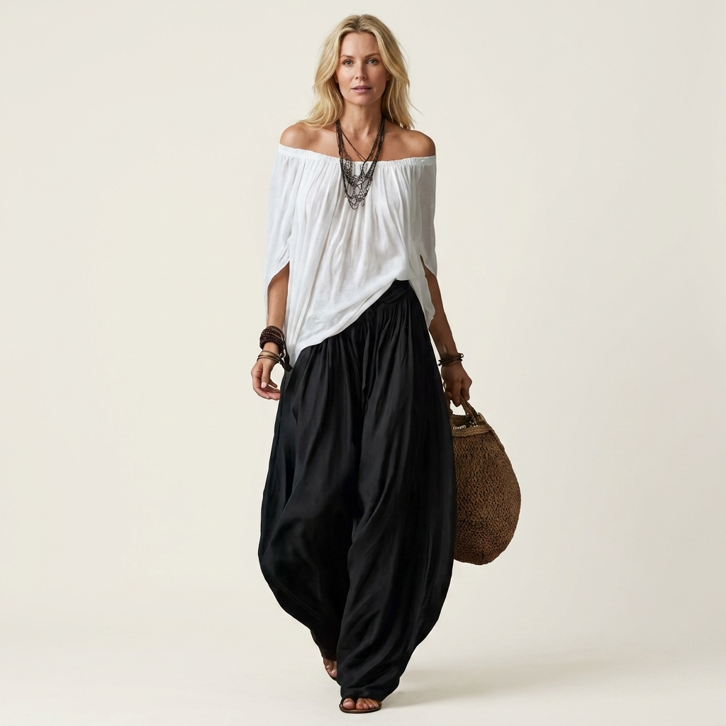 Gianna | Off-Shoulder Top & Harem Pants Two-Piece Set