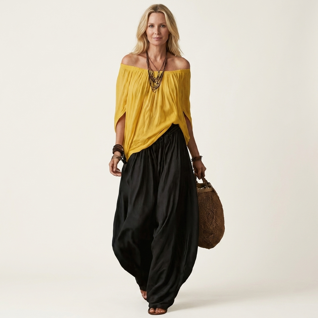 Gianna | Off-Shoulder Top & Harem Pants Two-Piece Set