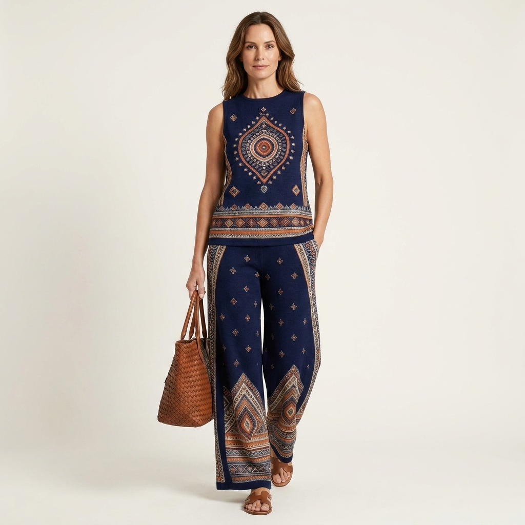 Jolie | Print Sleeveless Top & Wide-Leg Pants Two-Piece Set