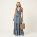 Lola | Ruffle V-Neck Tie-Front Tiered Maxi Dress