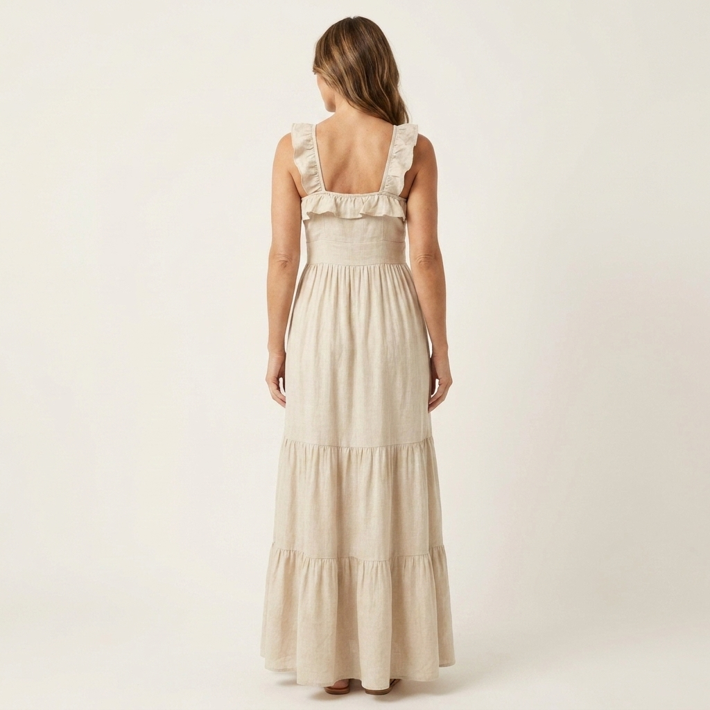 Lola | Ruffle V-Neck Tie-Front Tiered Maxi Dress
