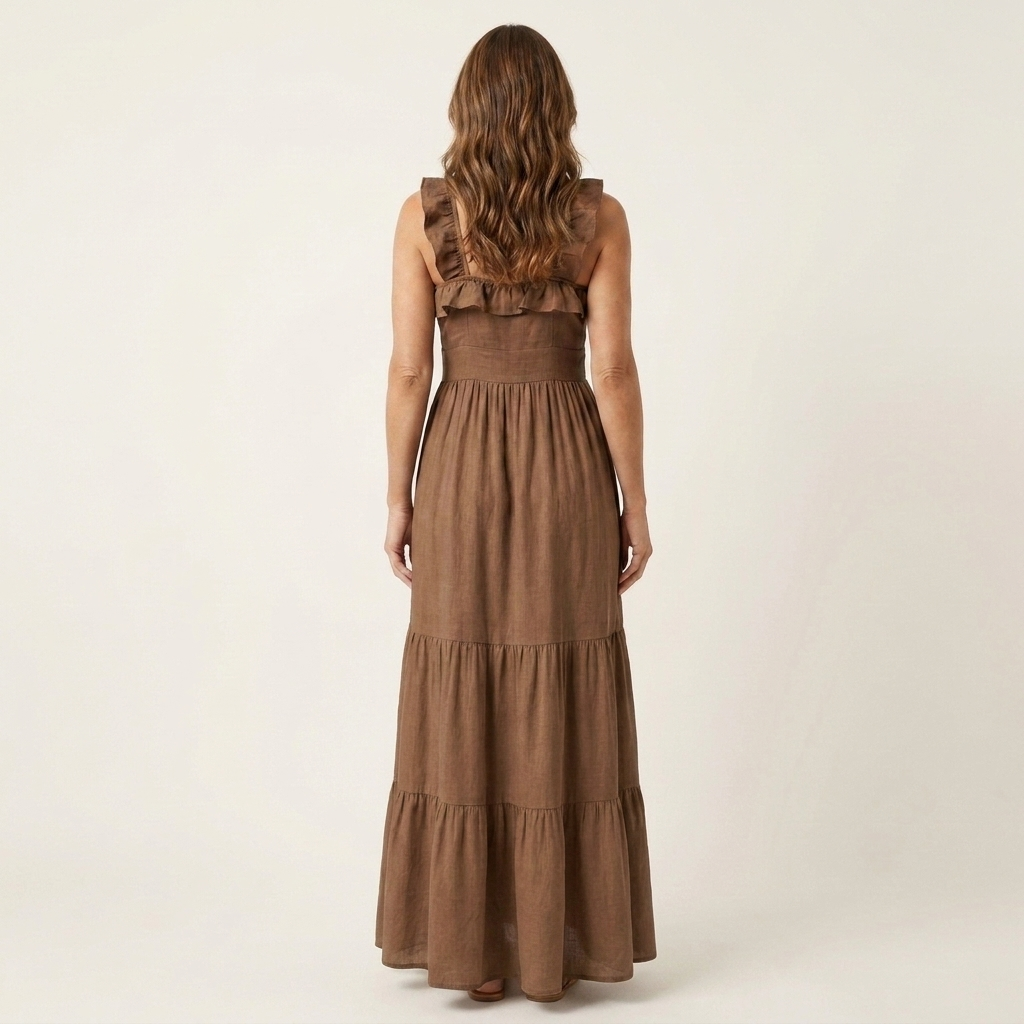 Lola | Ruffle V-Neck Tie-Front Tiered Maxi Dress
