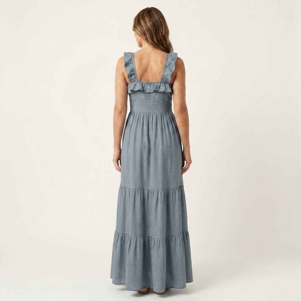 Lola | Ruffle V-Neck Tie-Front Tiered Maxi Dress
