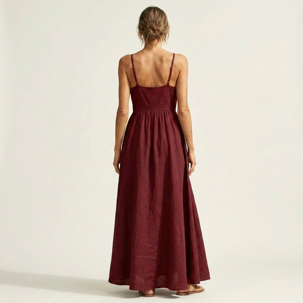 Malina | V-Neck Wrap Bodice Spaghetti Strap Maxi Dress With Pockets