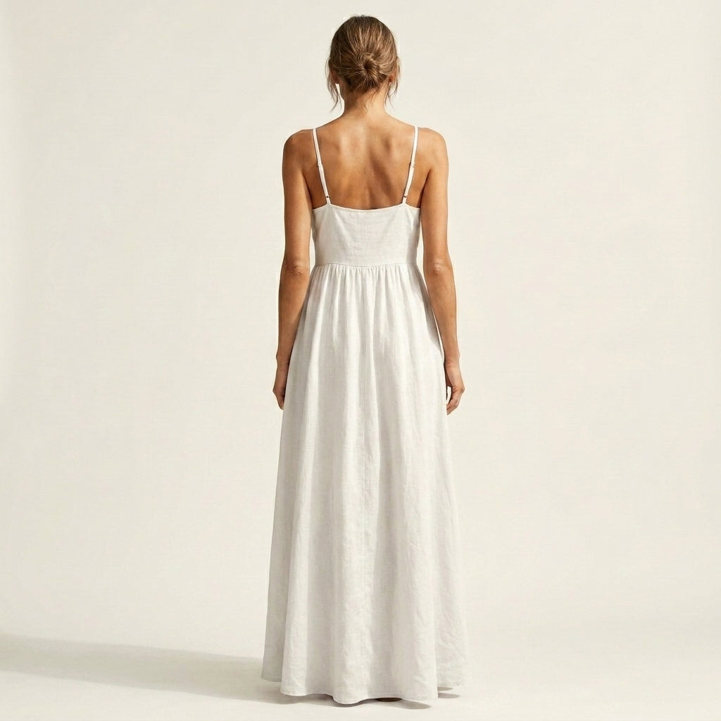 Malina | V-Neck Wrap Bodice Spaghetti Strap Maxi Dress With Pockets