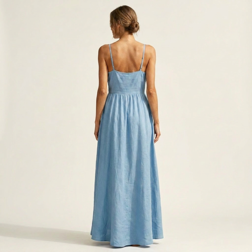 Malina | V-Neck Wrap Bodice Spaghetti Strap Maxi Dress With Pockets