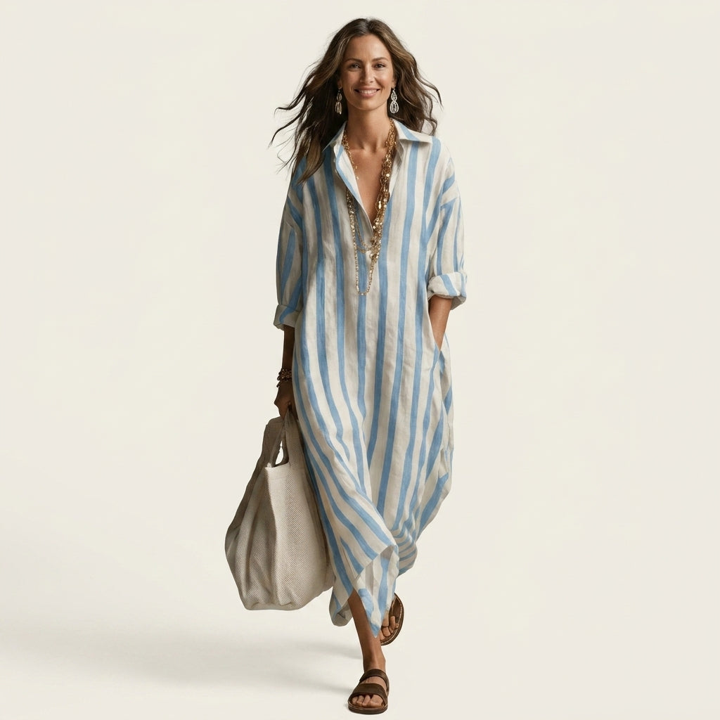 Naomi | Vertical Stripe Midi Dress