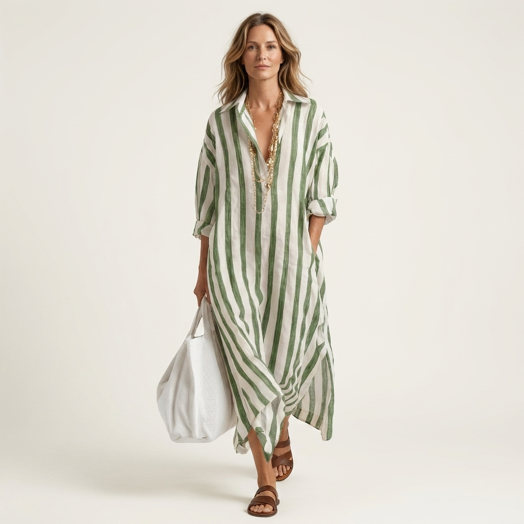 Naomi | Vertical Stripe Midi Dress