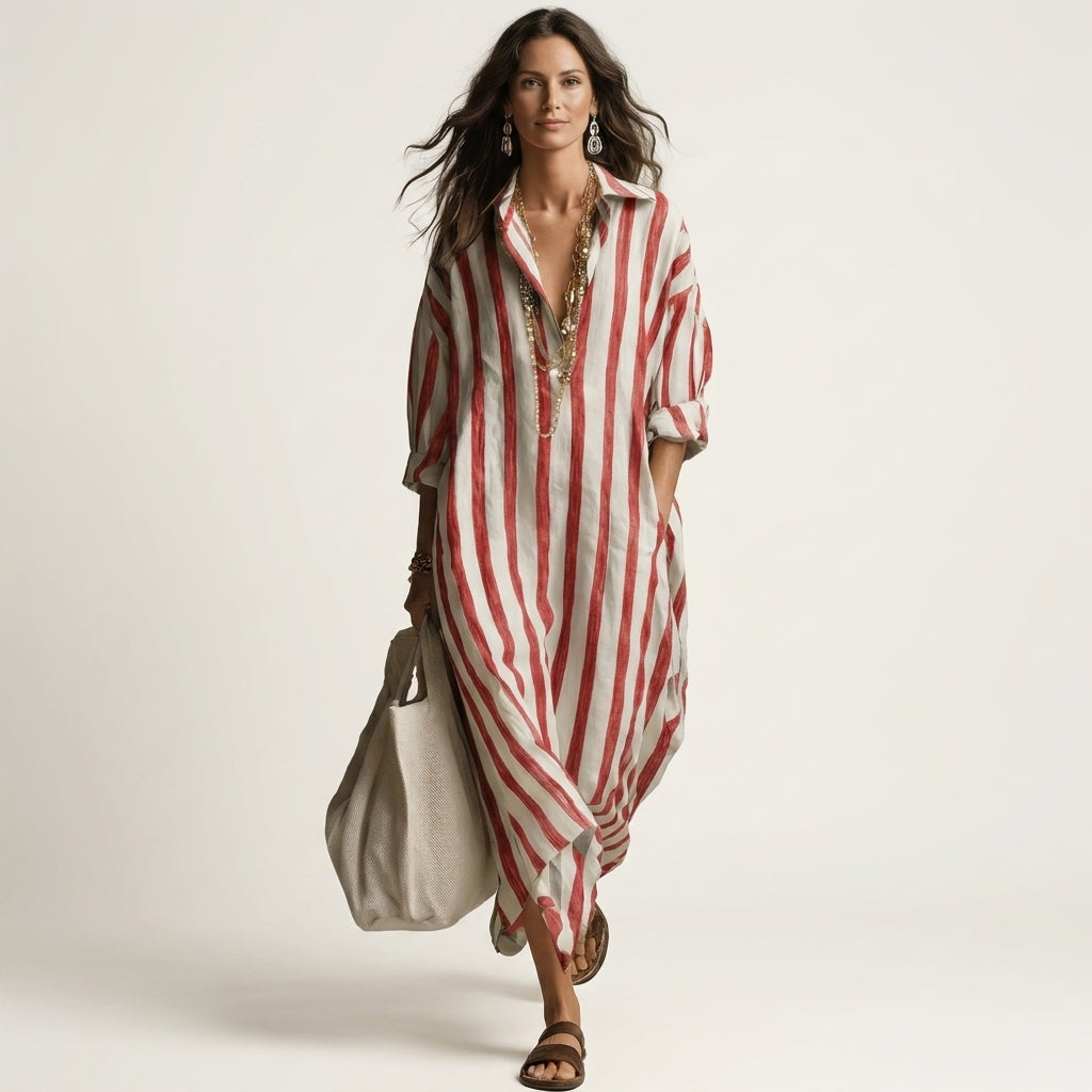 Naomi | Vertical Stripe Midi Dress