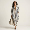 Naomi | Vertical Stripe Midi Dress