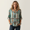 Arabella | Button-Front Three-Quarter Sleeve Blouse