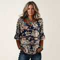 Arabella | Button-Front Three-Quarter Sleeve Blouse 9