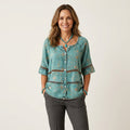 Arabella | Button-Front Three-Quarter Sleeve Blouse 12