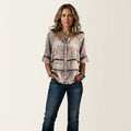 Arabella | Button-Front Three-Quarter Sleeve Blouse 15