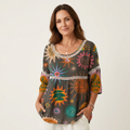 Kelly | Tunic Top With Lace Trim & Three-Quarter Sleeves