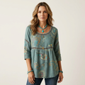 Kelly | Tunic Top With Lace Trim & Three-Quarter Sleeves 13