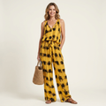 Claire | Brushstroke Check Print V-Neck Top & Wide-Leg Pants Two-Piece Set