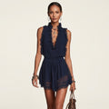 Maggie | Deep V-Neck Pleated Ruffle Chiffon Jumpsuit