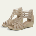 Cassy | Crystal Embellished Gladiator Wedge Sandal With Back Zip