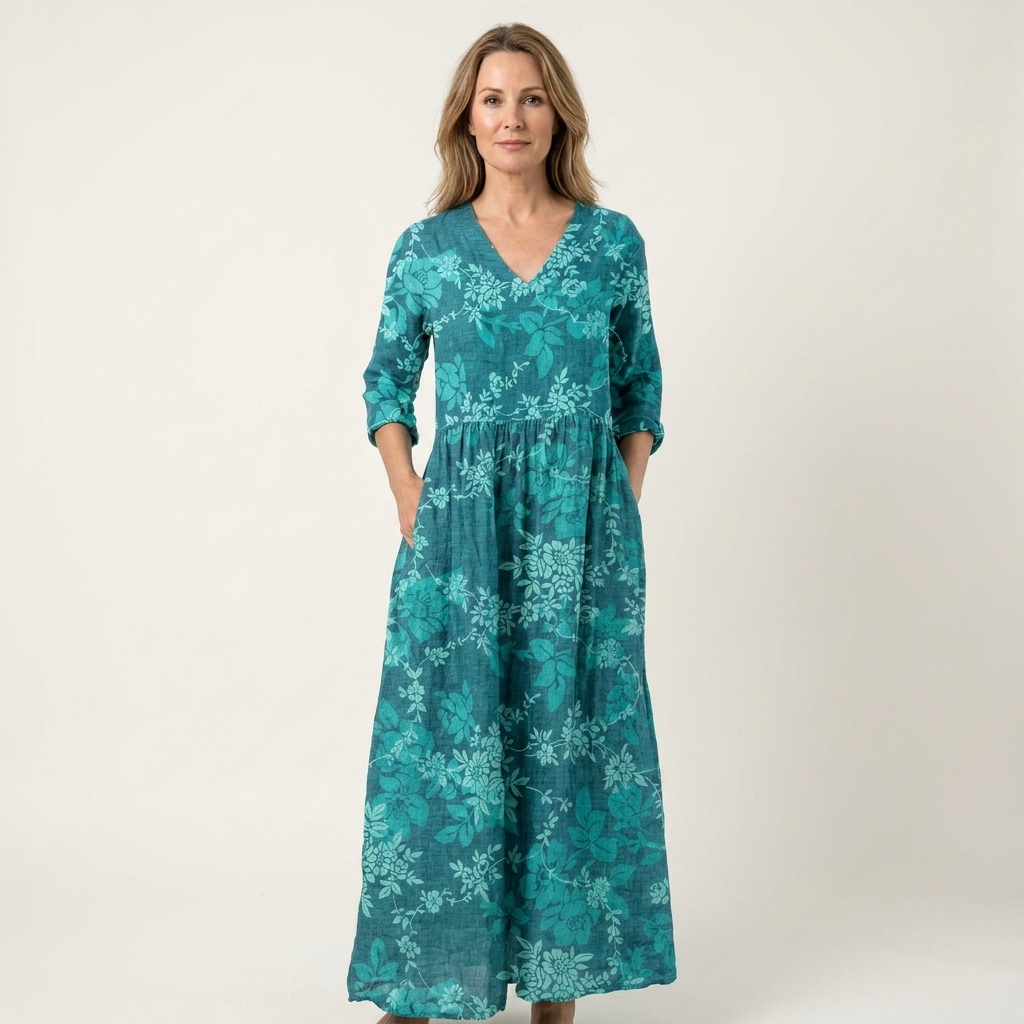 Alexandra | V-Neck Long Sleeve Maxi Dress With Pockets
