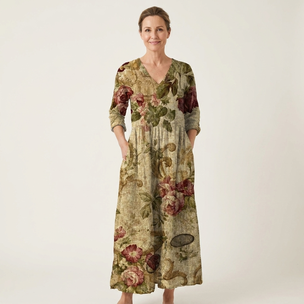 Alexandra | V-Neck Long Sleeve Maxi Dress With Pockets 2