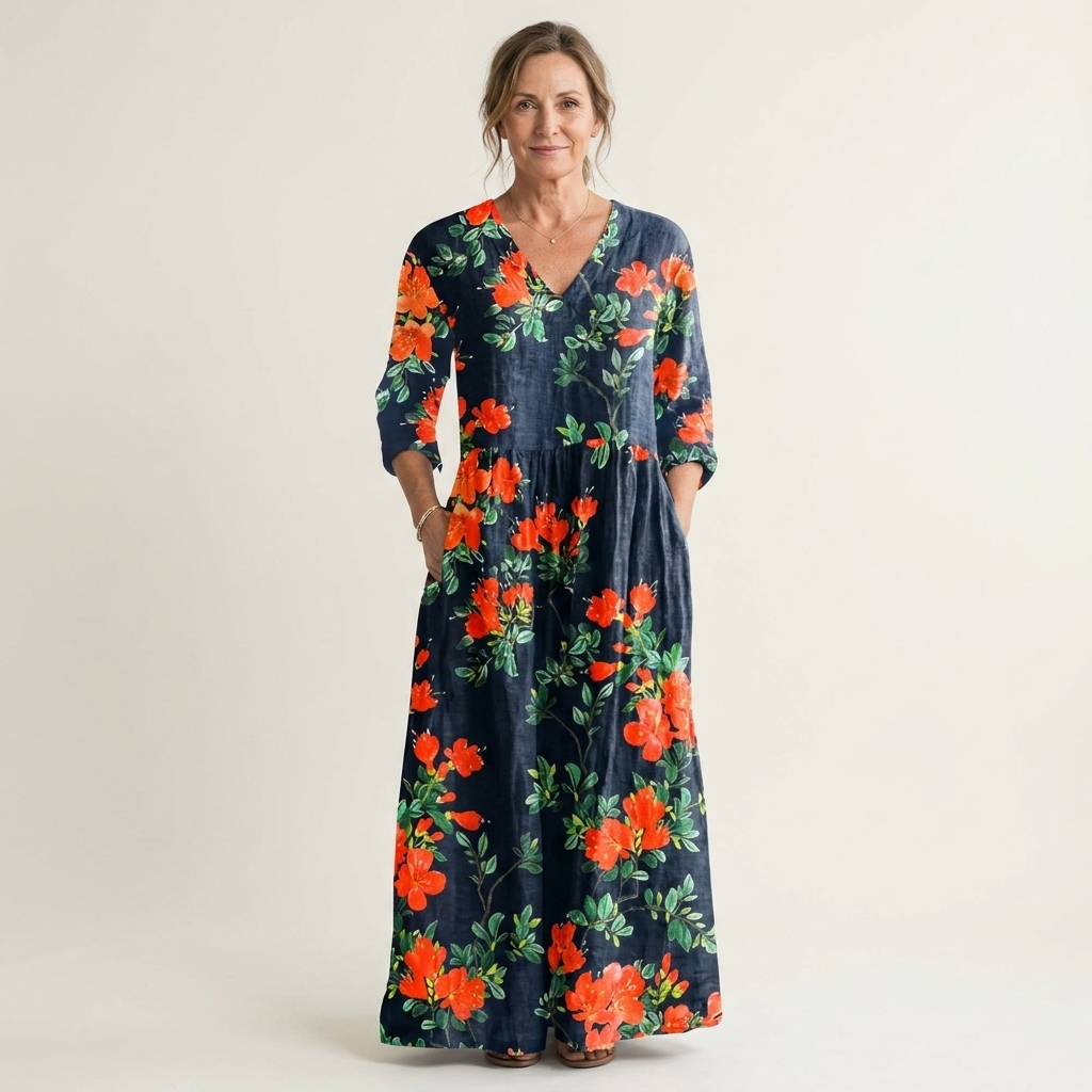Alexandra | V-Neck Long Sleeve Maxi Dress With Pockets 6