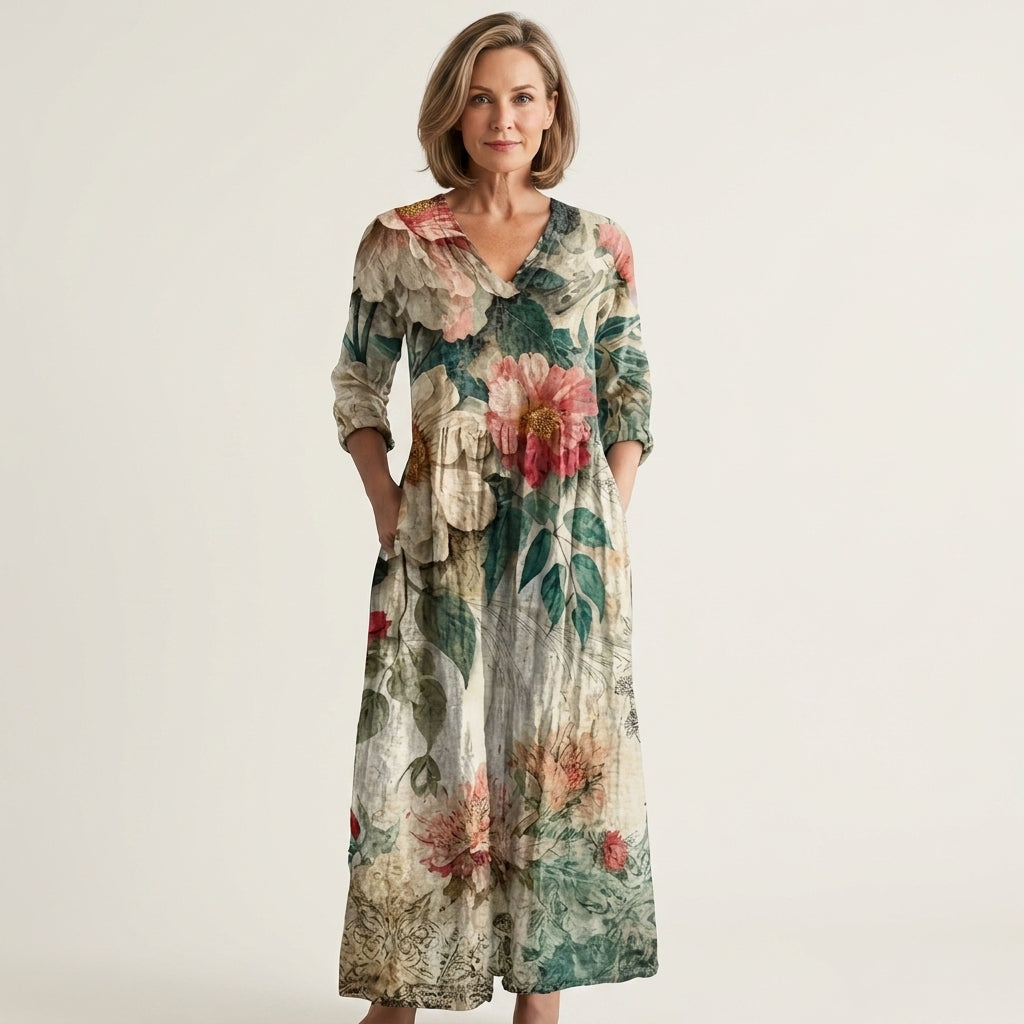 Alexandra | V-Neck Long Sleeve Maxi Dress With Pockets 13