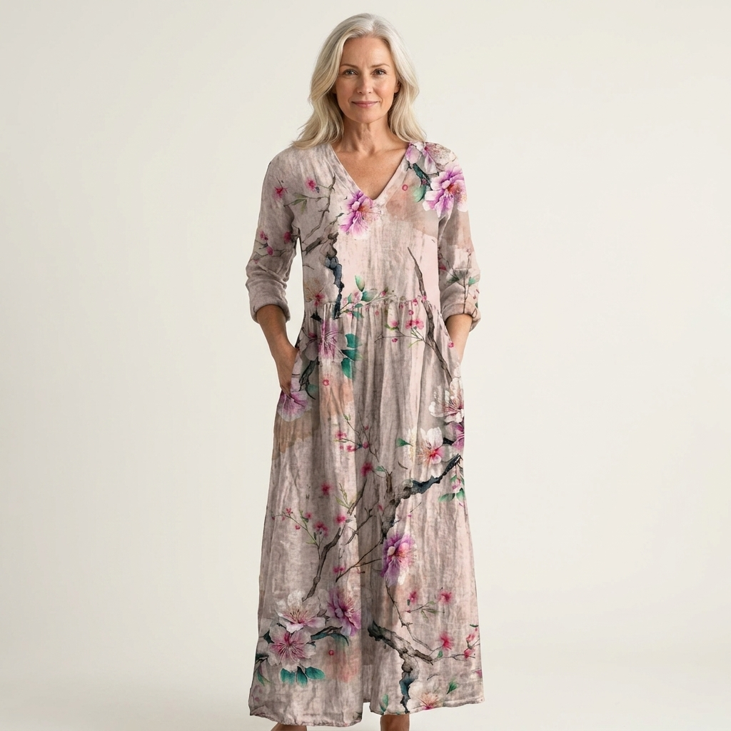 Alexandra | V-Neck Long Sleeve Maxi Dress With Pockets 14