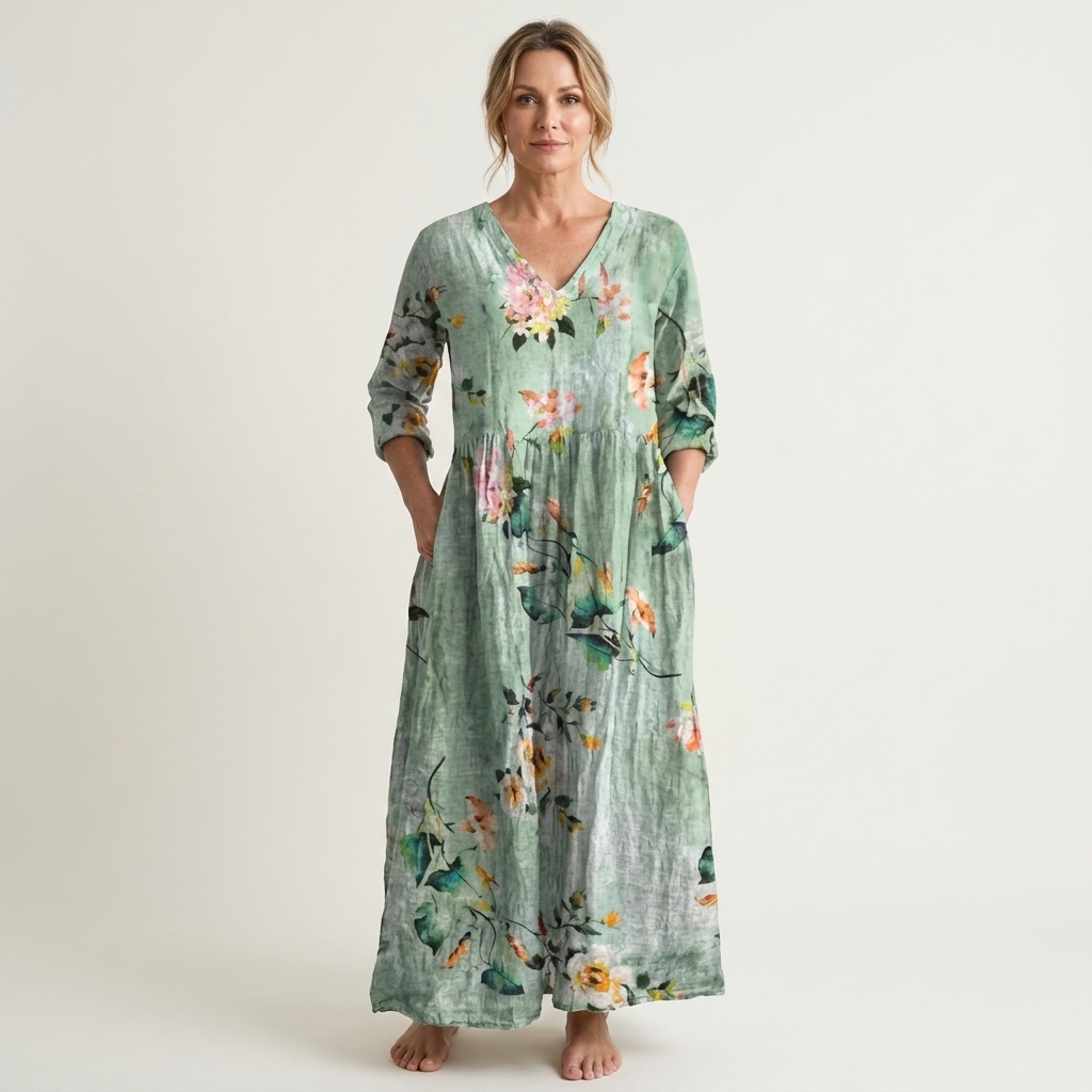 Alexandra | V-Neck Long Sleeve Maxi Dress With Pockets 20
