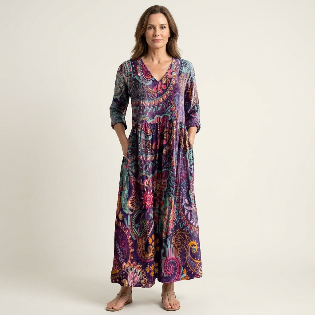 Alexandra | V-Neck Long Sleeve Maxi Dress With Pockets 22