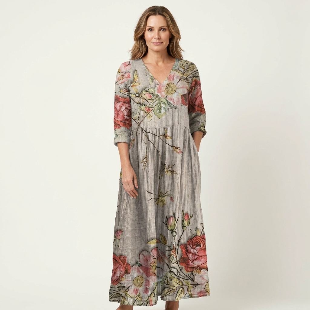 Alexandra | V-Neck Long Sleeve Maxi Dress With Pockets 23