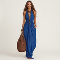 Lilliana | Deep V Halter Neck Draped Maxi Dress