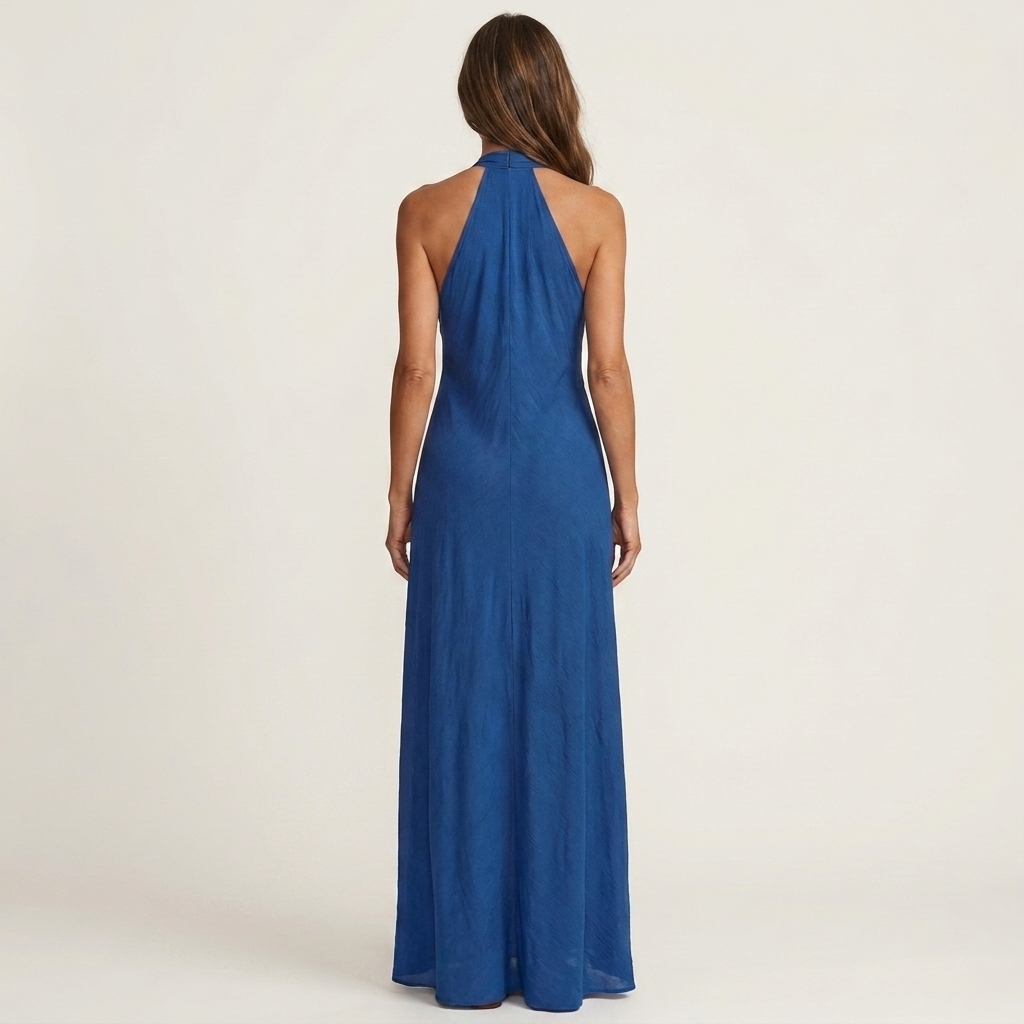 Lilliana | Deep V Halter Neck Draped Maxi Dress