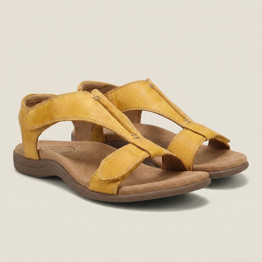 Amara | Adjustable Strap Ergonomic Flat Sandal With Cushioned Footbed