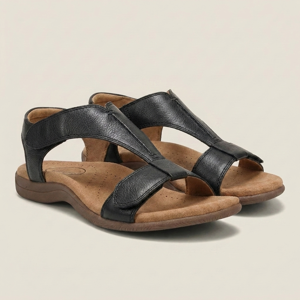 Amara | Adjustable Strap Ergonomic Flat Sandal With Cushioned Footbed