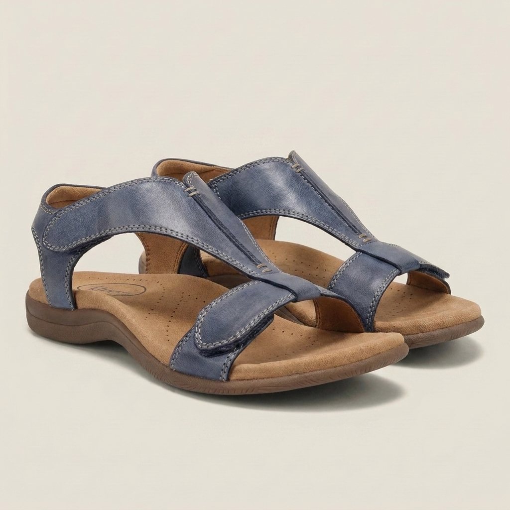 Amara | Adjustable Strap Ergonomic Flat Sandal With Cushioned Footbed