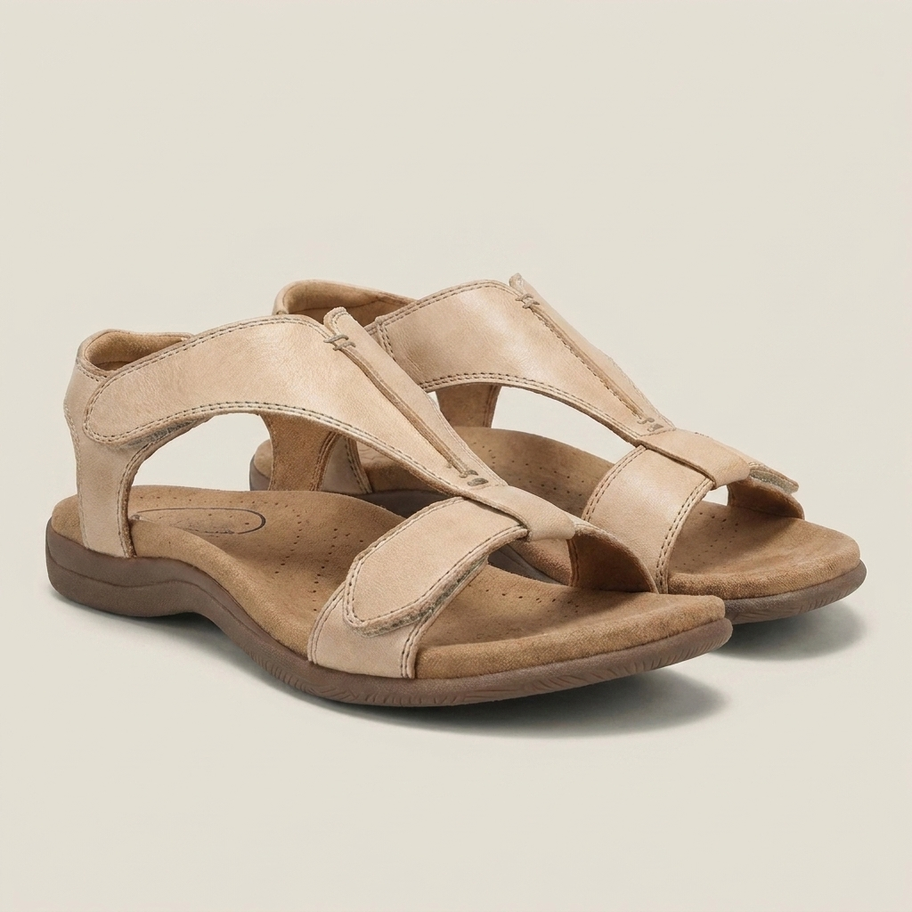 Amara | Adjustable Strap Ergonomic Flat Sandal With Cushioned Footbed